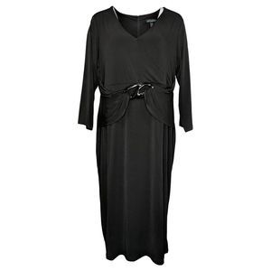 Susan Graver Women's Plus Sz Dress 1X Occasions Liquid Knit Black A615705